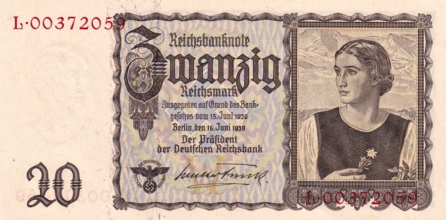Německo, 20 Reichsmark 1939