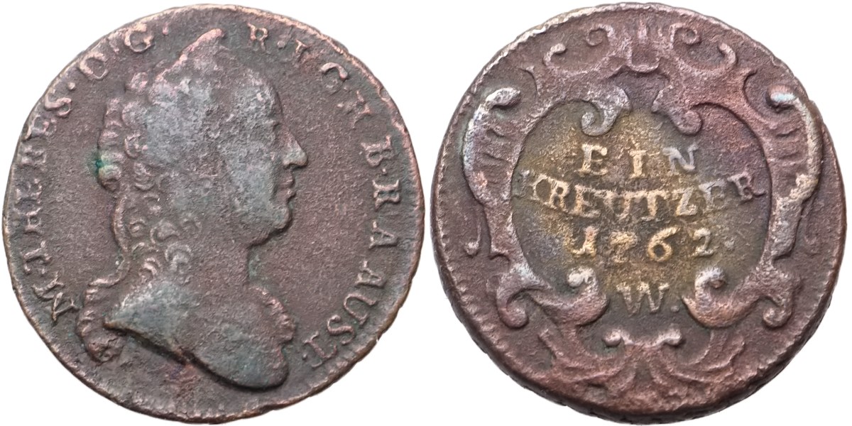 Marie Terezie 1740 - 1780, 1 Krejcar 1762 W