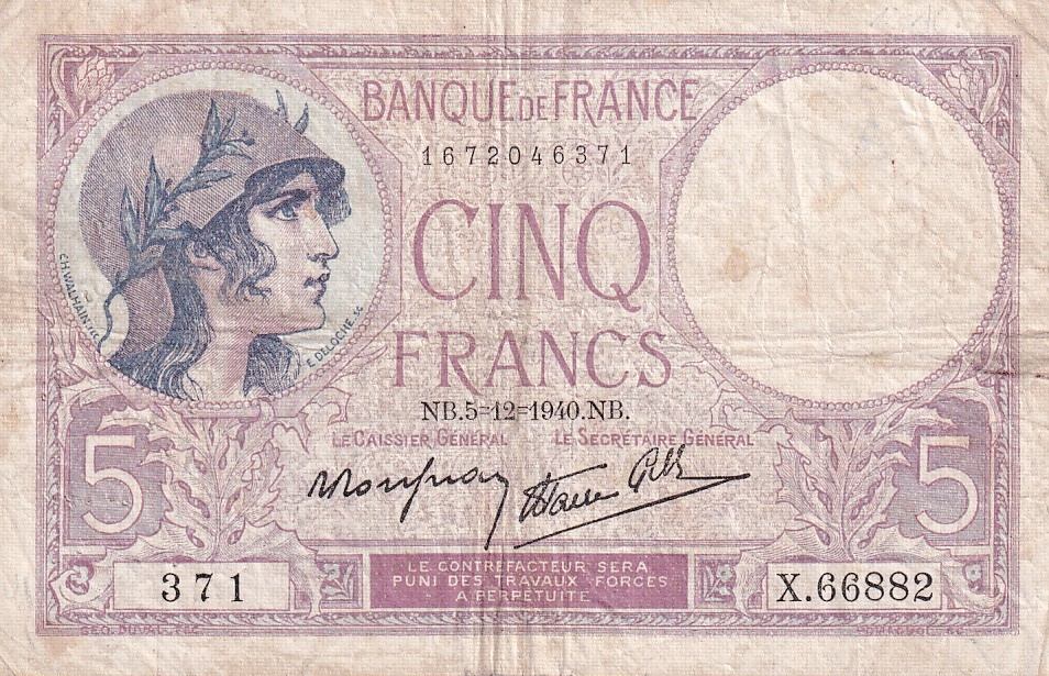 Francie, 5 Francs 1939