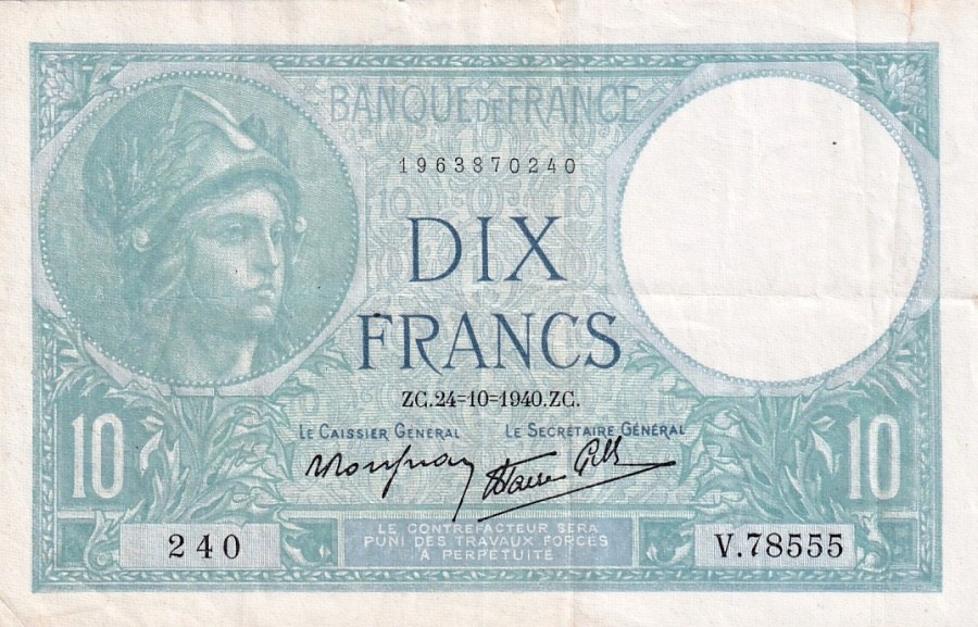 Francie, 10 Francs 1940
