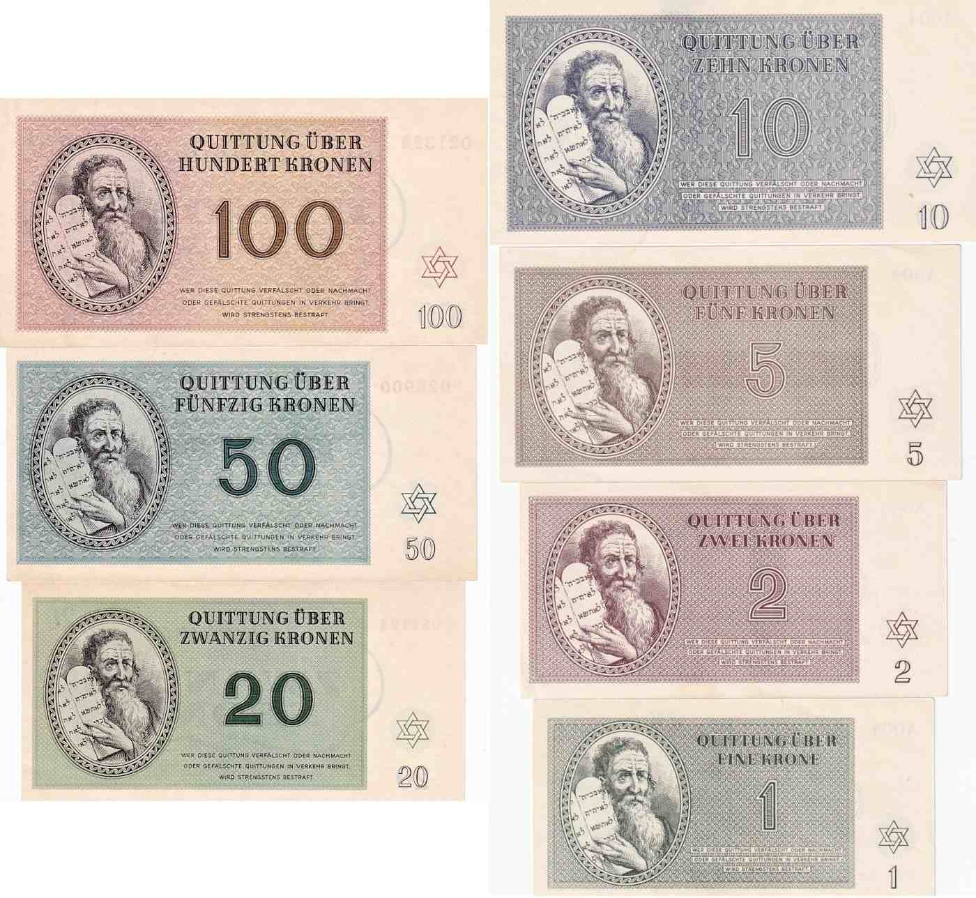 Poukázky terezínského ghetta, Koruny 1943 celá sada