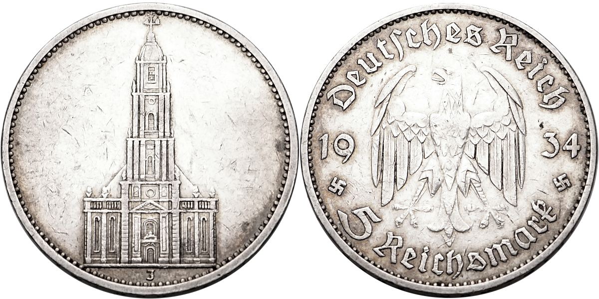 Německo, 5 Marka 1934 J, kostel