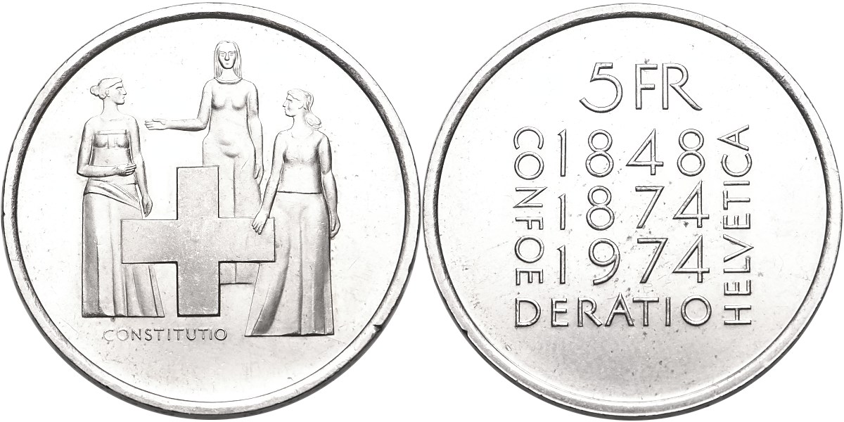 Švýcarsko, 5 Frank 1974