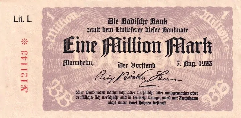 Německo, Baden, nouzovky, 1 Million Mark
