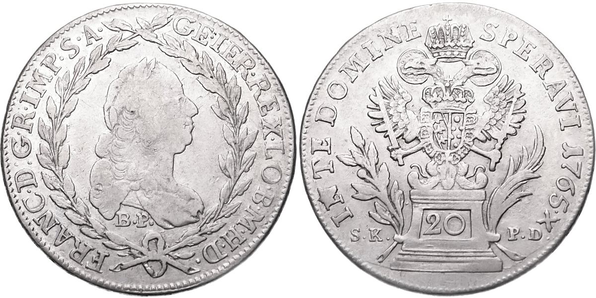 František I. Lotrinský 1745 - 1765, 20 Krejcar 1765 SK PD