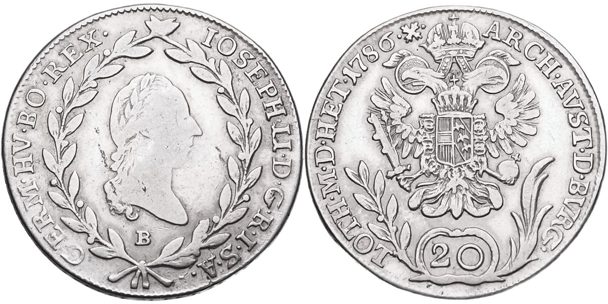 Josef II., 1780 - 1790, 20 Krejcar 1786 B