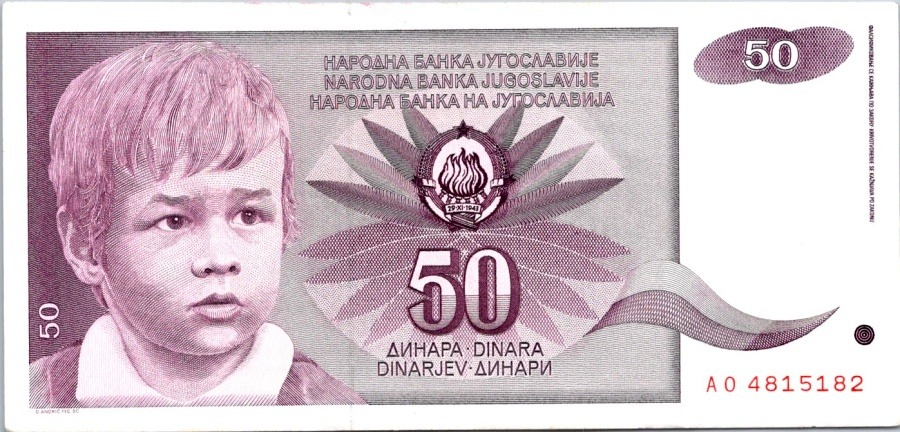 Jugoslávie, 50 Dinára 1990