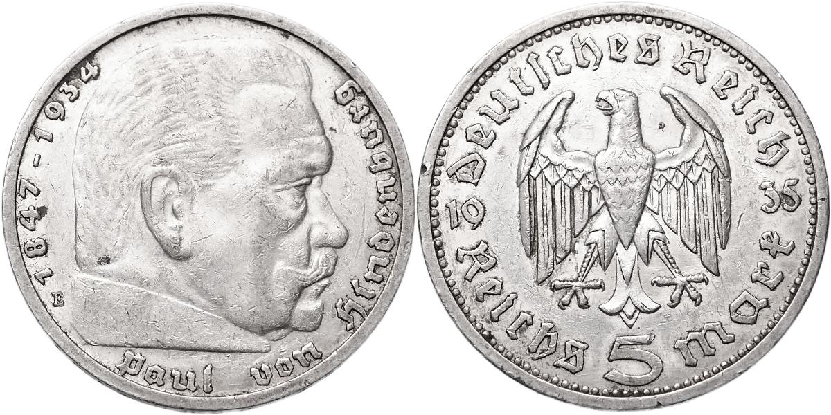Německo, 5 Marka 1935 E