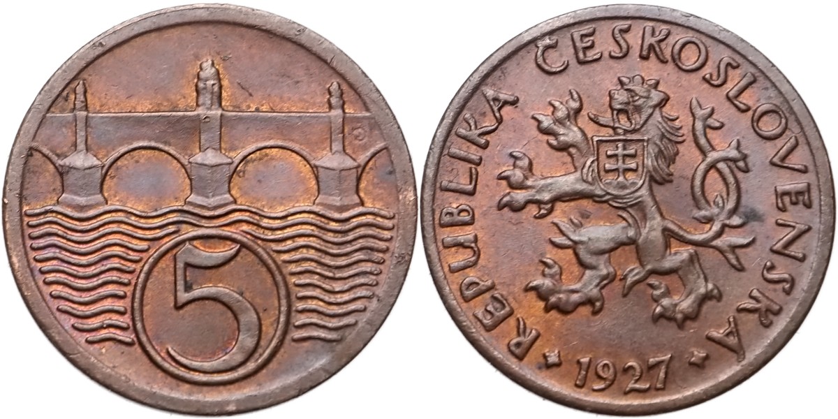 ČSR 1918 - 1939, 5 Haléř 1927