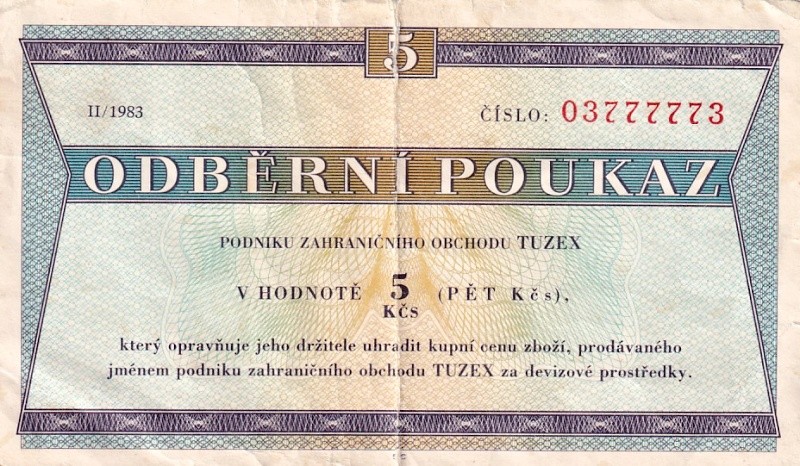 Československo, 5 Kčs odběrný poukaz II/1983