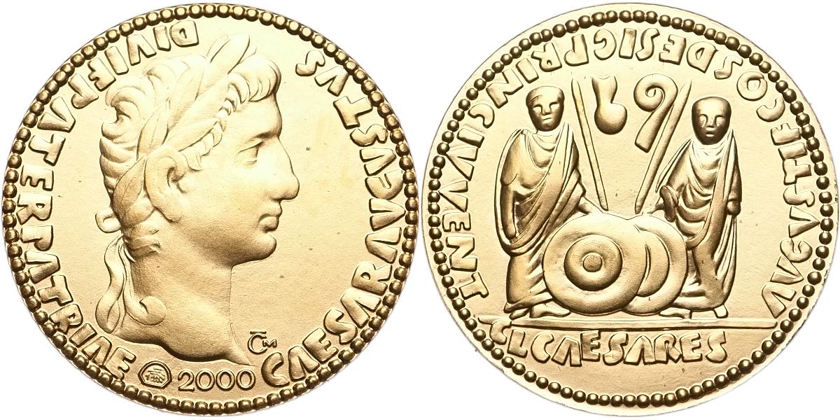 Česká republika - Au medaile replika mince "aureus Octaviana Augusta"