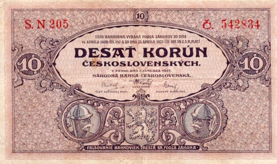 Československo 1919 - 1939, 10 Korun 1927