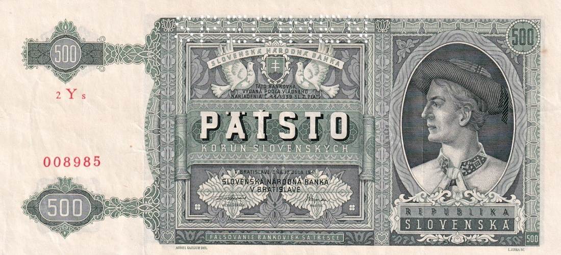 Slovenská republika 1939 - 1945, 500 Korun 1941, SPECIMEN