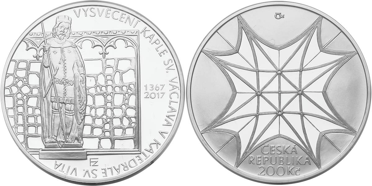 Česká republika, 200 Kč 2017 proof 650. výročí Vysvěcení kaple sv. Václava v katedrále sv. Víta