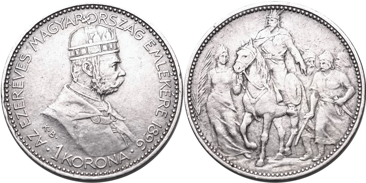 František Josef I. 1848 - 1918, 1 Koruna 1896 KB příchod Maďarů