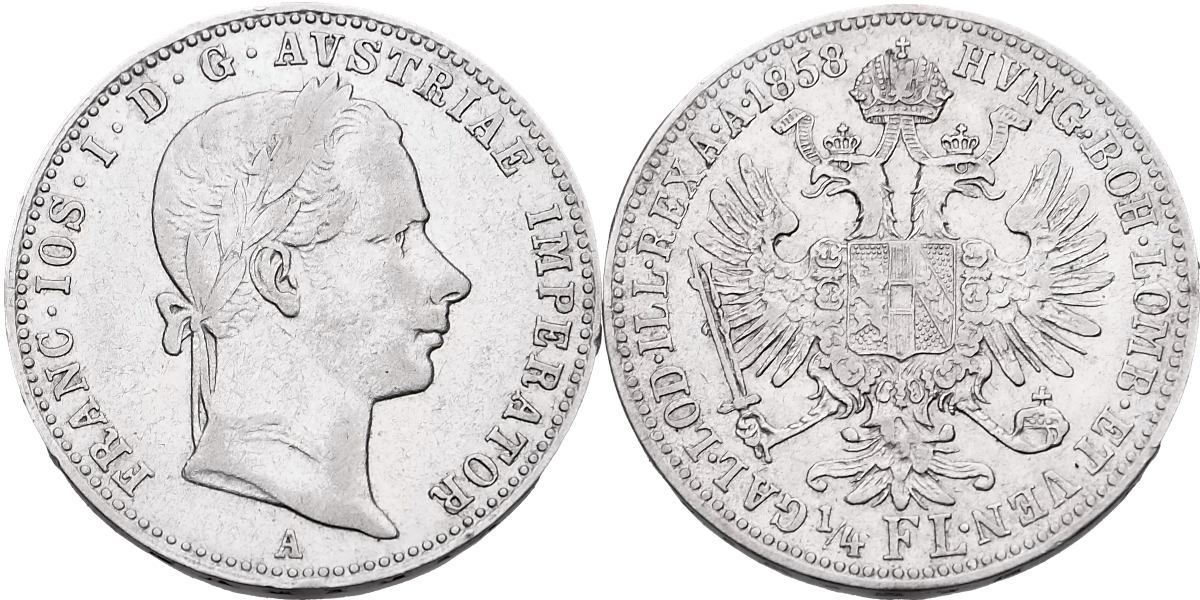 František Josef I. 1848 - 1918, 1/4 Zlatník 1858 A