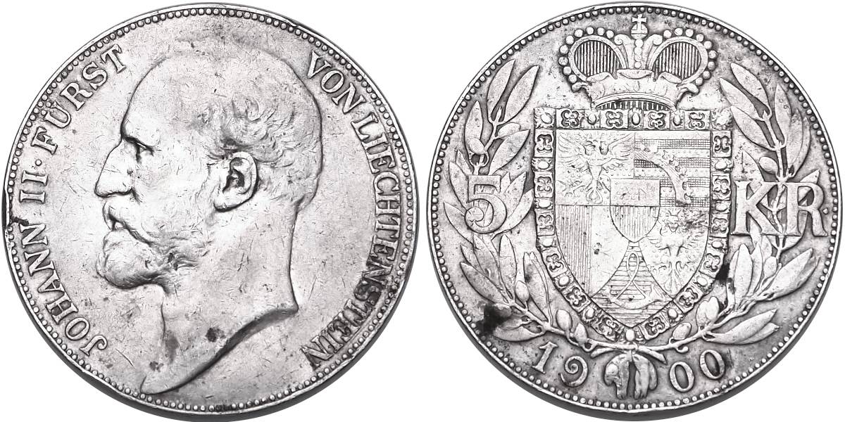 Lichtenštejnsko Johan II. 1858 - 1929, 5 Krone 1900