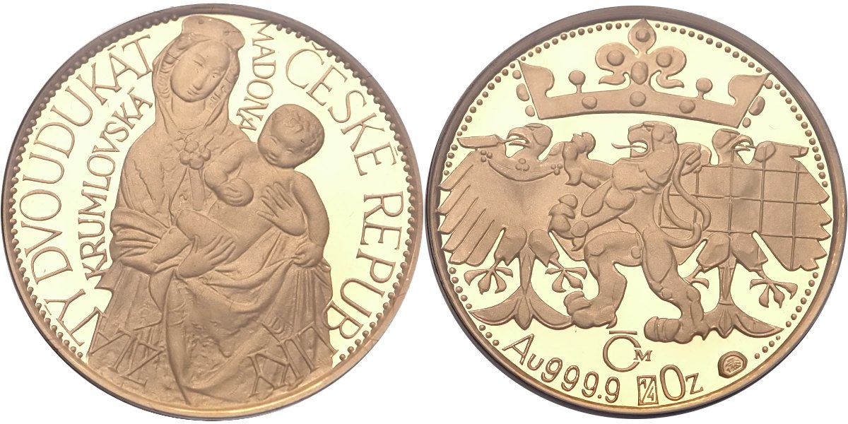 Česká republika - Au medaile 2 Dukát krumlovská madona