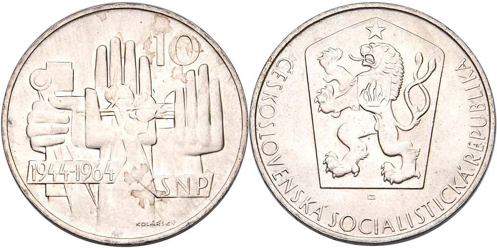 Československo 1953 - 1993, 10 Kčs 1964 20. výročí SNP