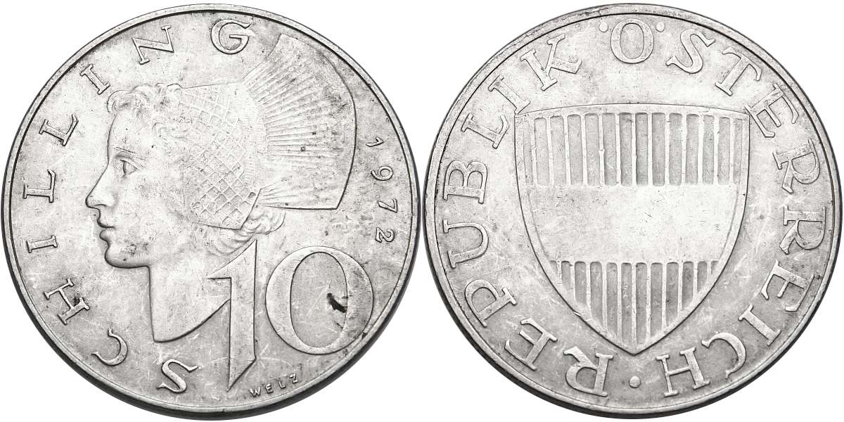 Rakousko, 10 Schilling 1972