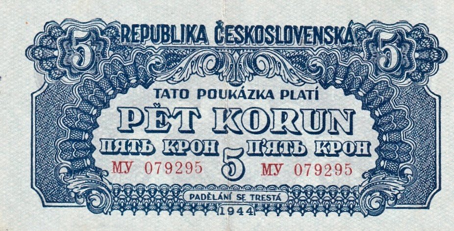 Československo 1944 - 1945, 5 Koruna 1944