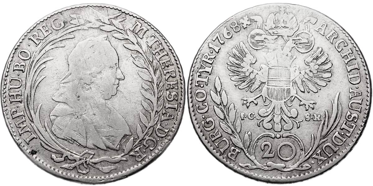 Marie Terezie 1740 - 1780, 20 Krejcar 1768 IC-SK
