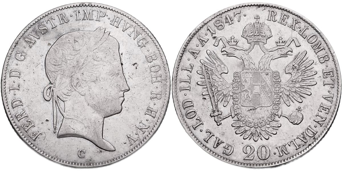 Ferdinand V. 1835 - 1848, 20 Krejcar 1847 C