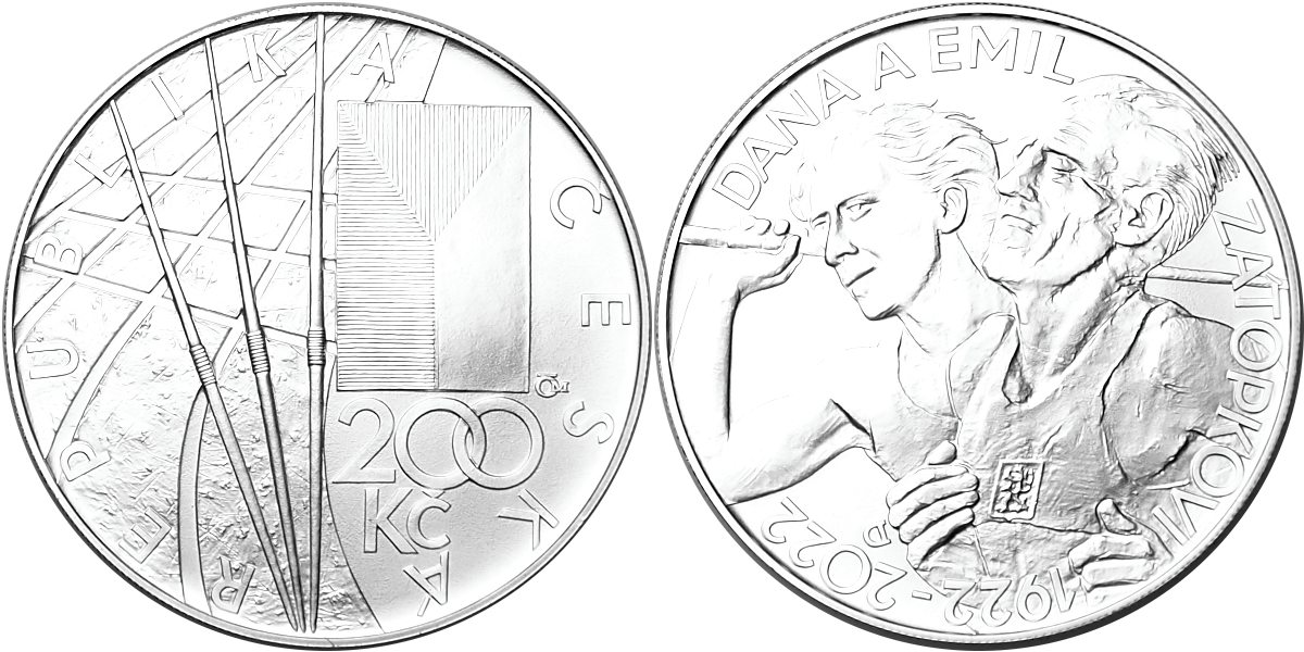 Česká republika, 200 Kč 2022 běžná kvalita, Zátopkovi