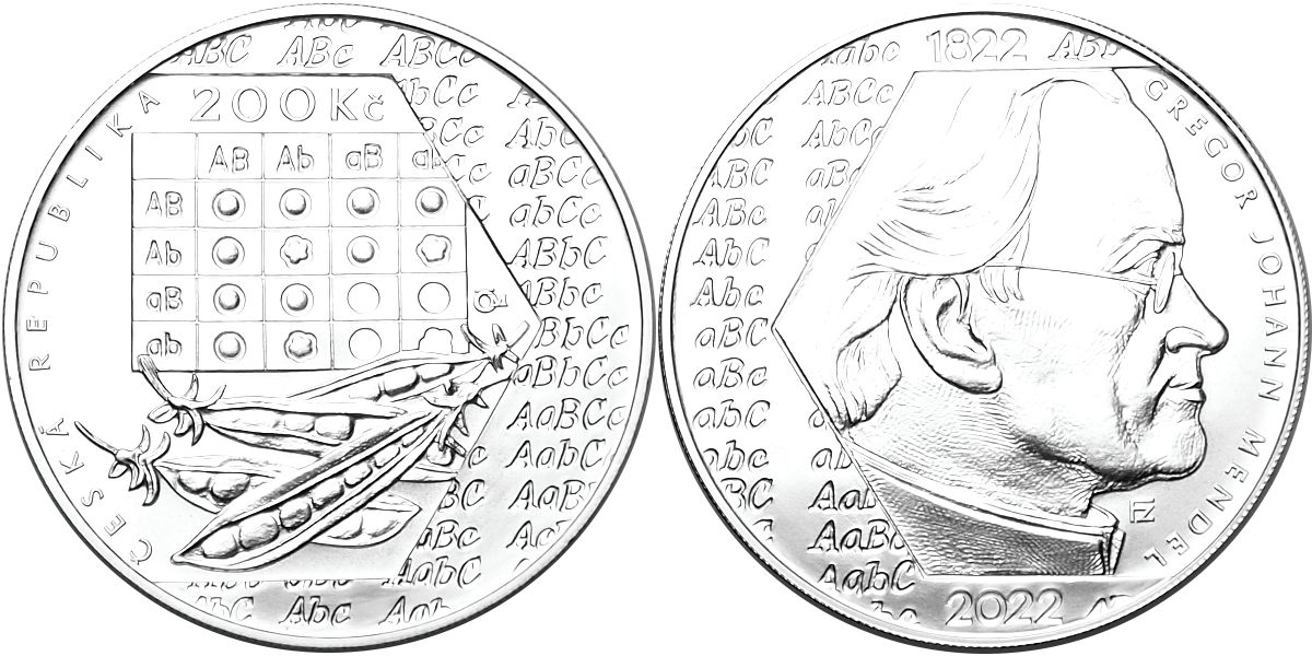 Česká republika, 200 Kč 2022 běžná kvalita, Gregor Mendel