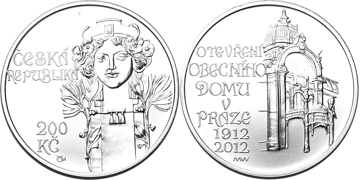 Česká republika, 200 Kč 2012 běžná kvalita, Obecní dům v Praze