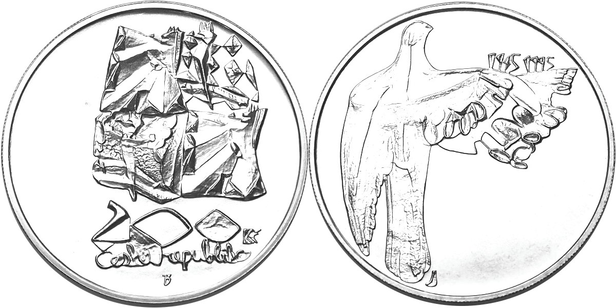 Česká republika, 200 Kč 1995 běžná kvalita, vítězství nad fašismem NENÍ CERTIFIKÁT!