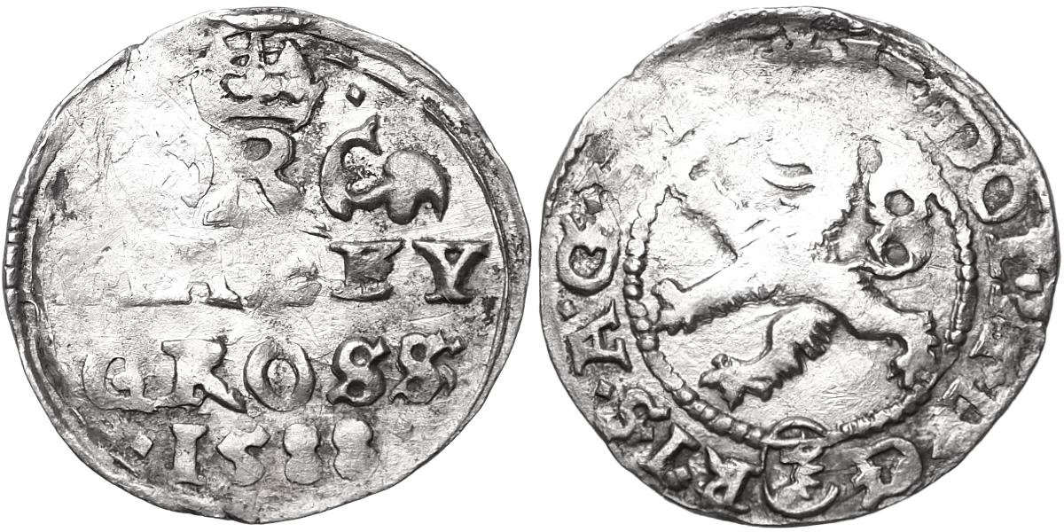 Rudolf II. 1576 - 1612, Malý groš 1588, Kutná Hora - Šatný