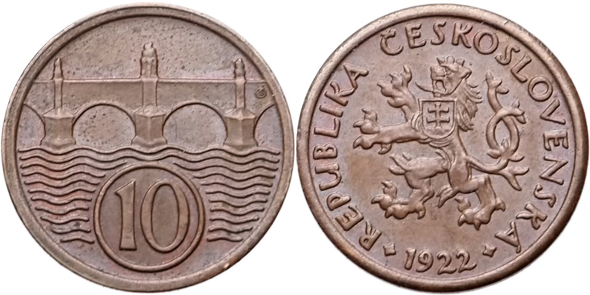 ČSR 1918 - 1939, 10 Haléř 1922