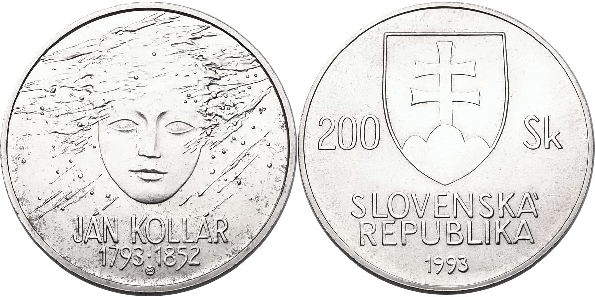 Slovenská republika, 200 Ks 1993 běžná kvalita - Jan Kollár