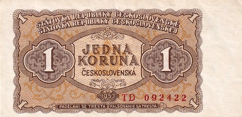 Československo 1953, 1 Kčs 1953