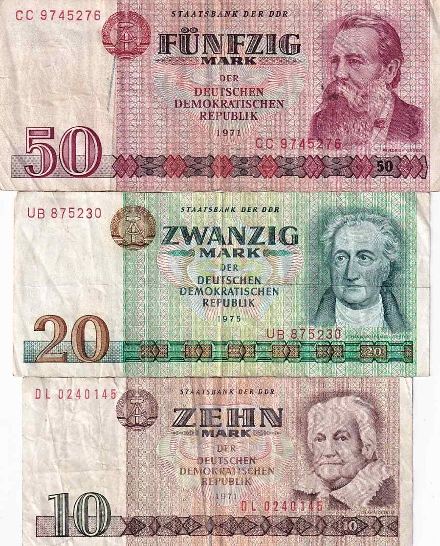 DDR, 50, 20, 10 Marek 1971,75