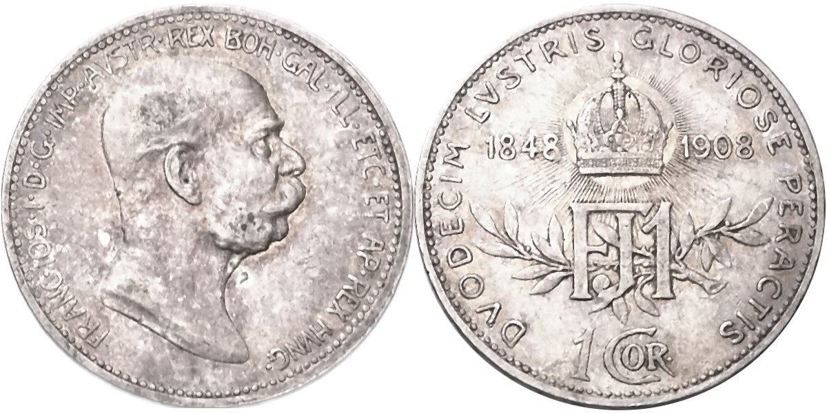 František Josef I. 1848 - 1918, 1 Koruna 1908, výroční