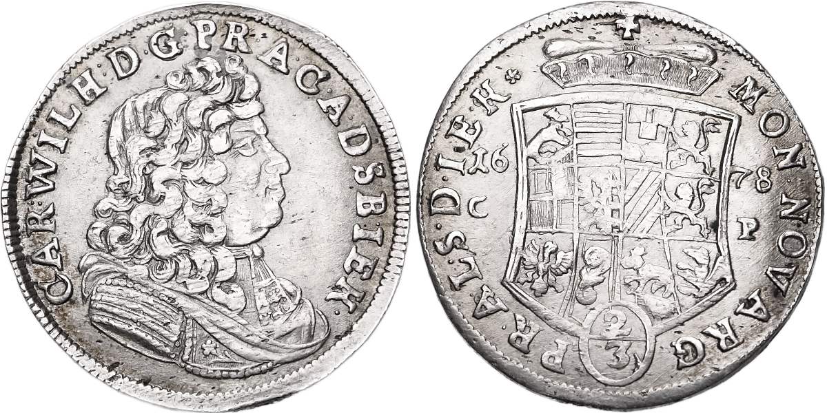 Německo, Anhalt-Zerbst., Carl Wilhelm 1667 - 1718, 2/3 Tolar 1678 CP