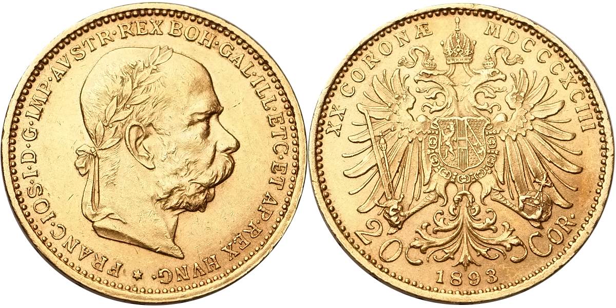 František Josef I. 1848 - 1918, 20 Koruna 1893