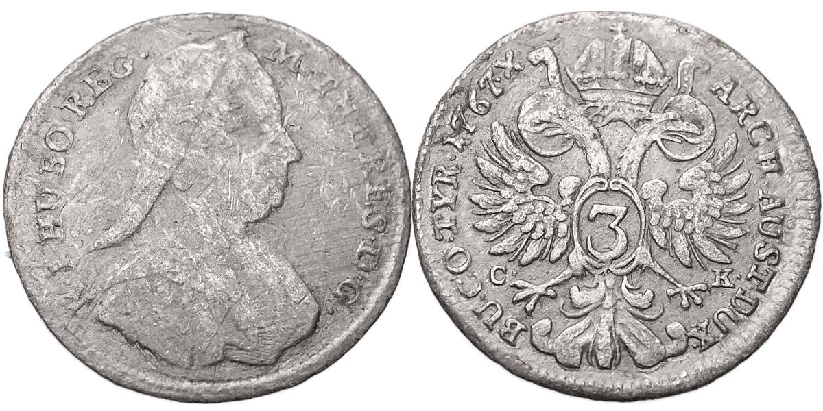 Marie Terezie 1740 - 1780, 3 Krejcar 1767
