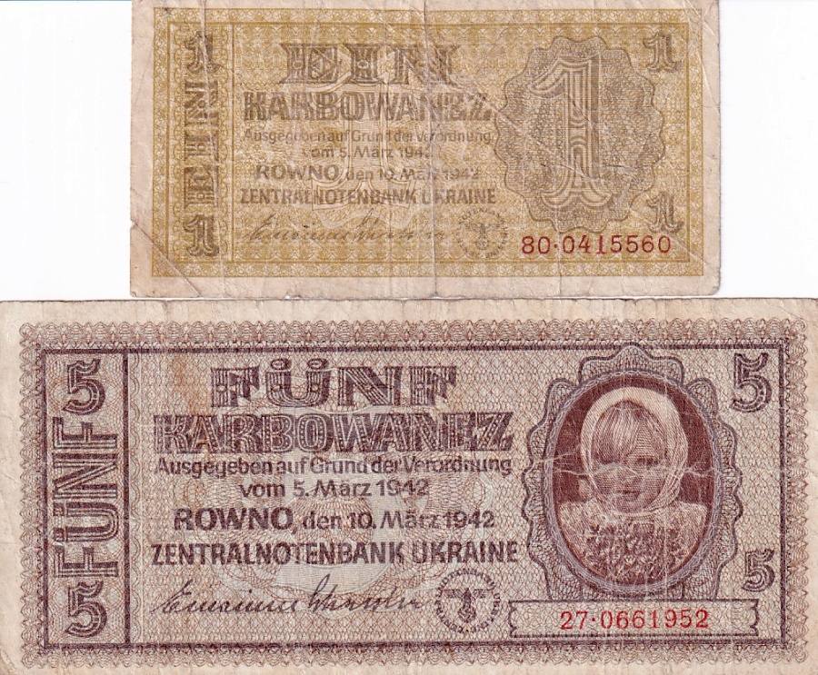 Ukrajina, 1 a 5 Karbowanez 1942