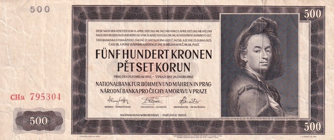 Protektorát 1939 - 1945, 500 Korun 1942, II. vydání