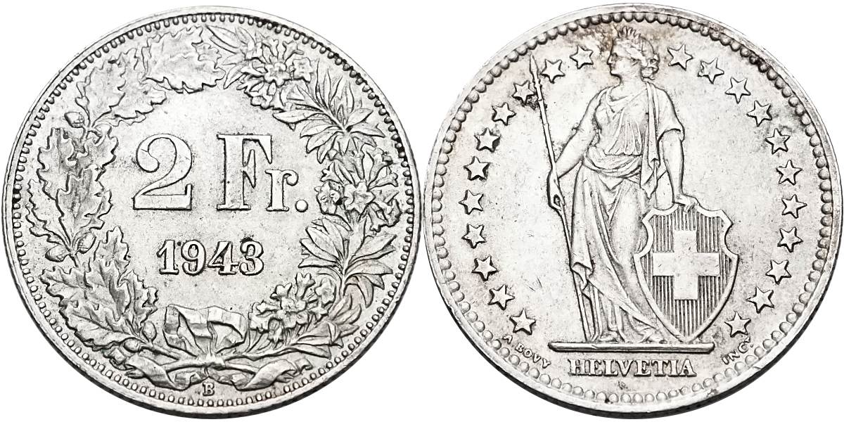 Švýcarsko, 2 Frank 1943