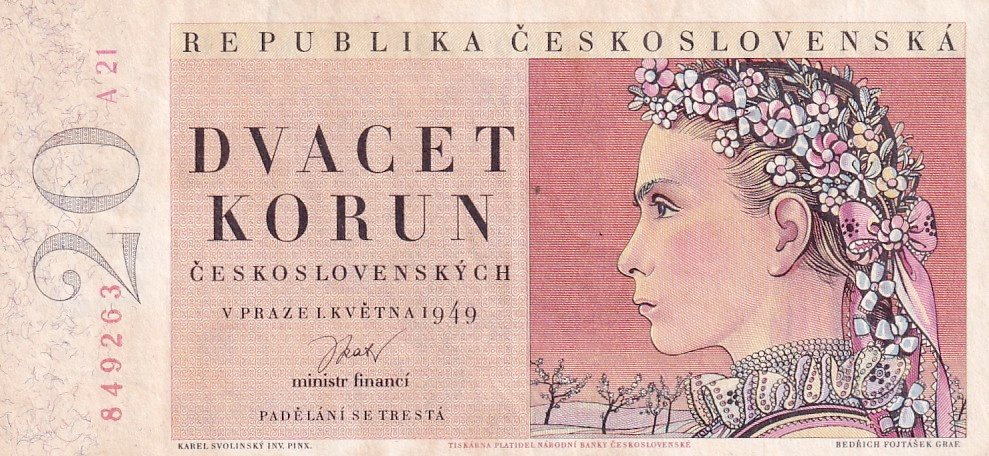 Československo 1945 - 1953, 20 Kčs 1949