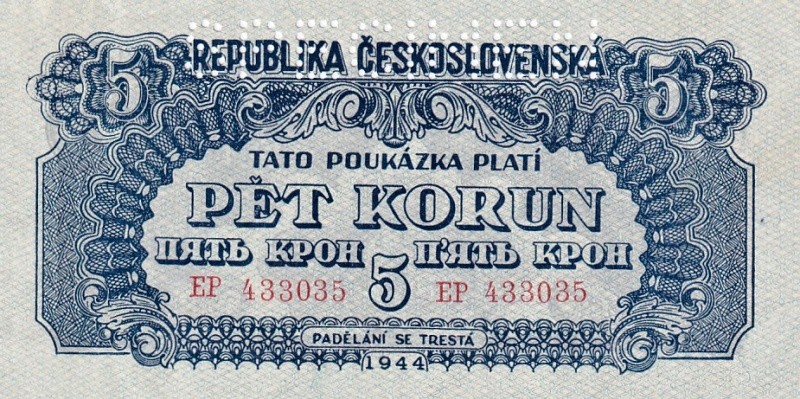 Československo 1944 - 1945, 5 Korun 1944, SPECIMEN