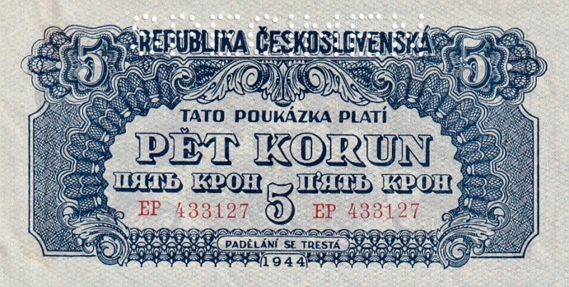 Československo 1944 - 1945, 5 Korun 1944, SPECIMEN