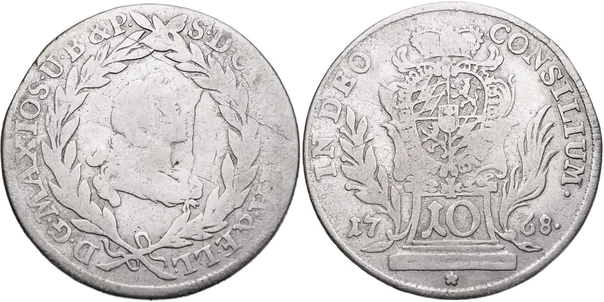 Německo - Bavorsko Maximillian III. Josef 1745 - 1777, 10 Krejcar 1768