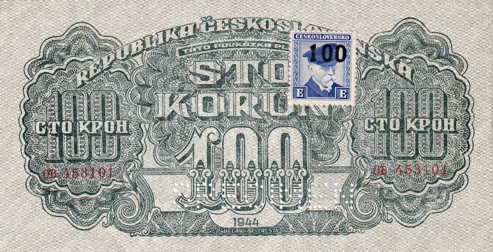Československo 1944 - 1945, 100 Korun 1944 kolek, SPECIMEN
