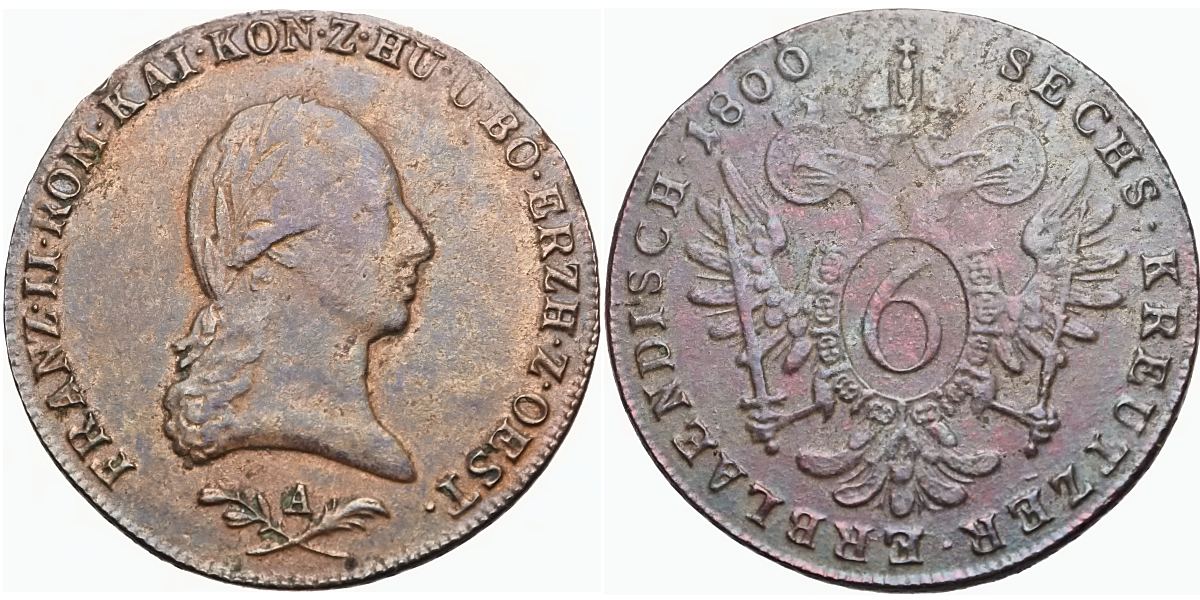 František II. 1792 - 1835, 6 Krejcar 1800 A