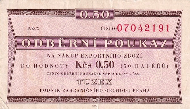 Československo, 0,50 Kčs odběrný poukaz 1973/X